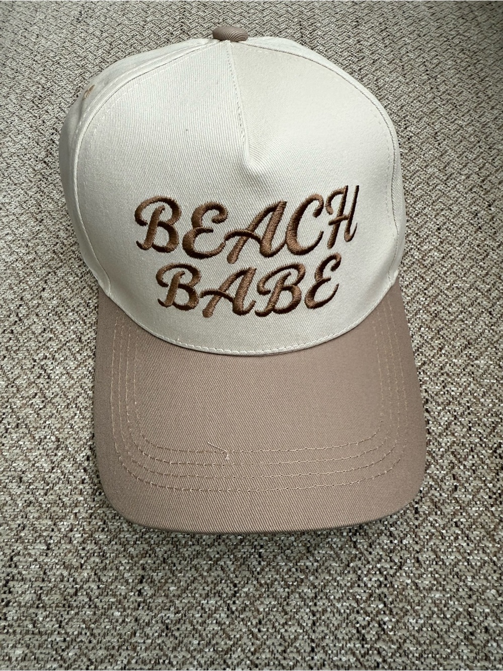 Beach Babe Two-Tone Trucker Cotton Cap - Cream & Tan